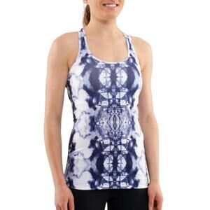 Lululemon Cool Racerback Tank Top Women’s Large White Blue Tie Dye CRB